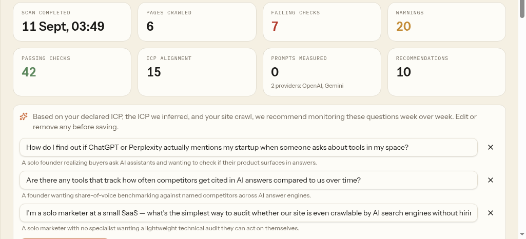 Redesigned project dashboard overview with metric cards